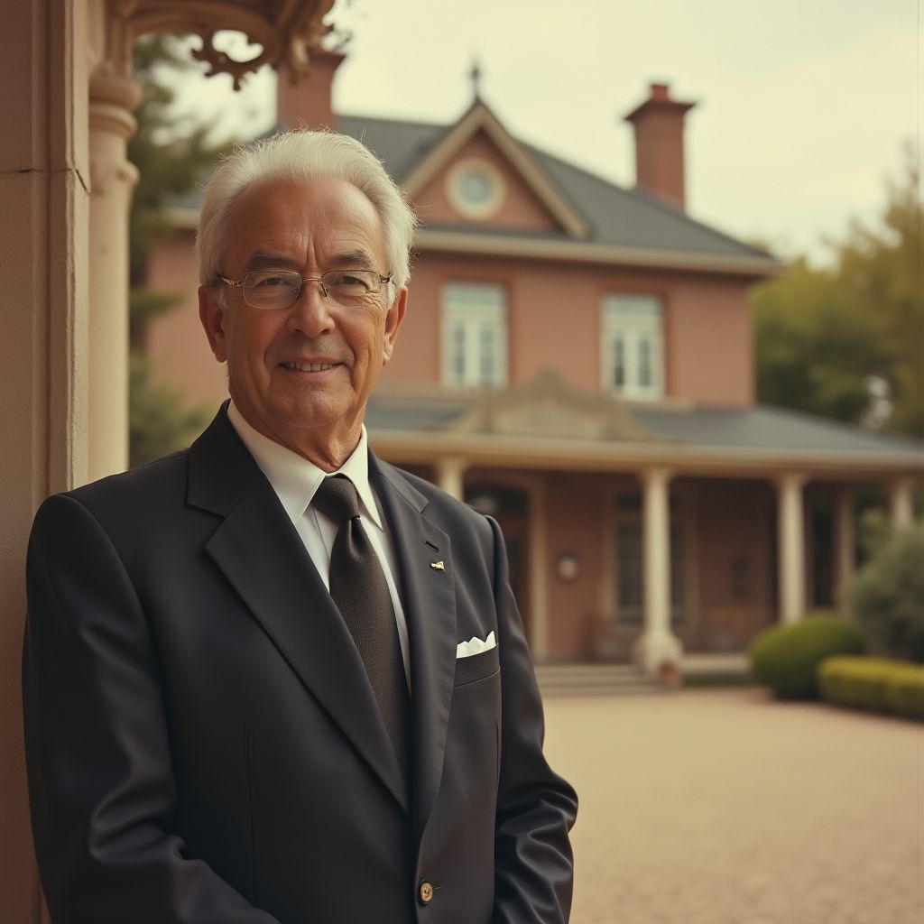 Fondateur de notre entreprise devant le premier hôtel