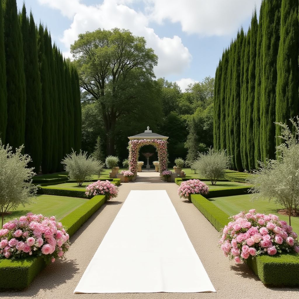 Événement de mariage élégant dans les jardins de notre château
