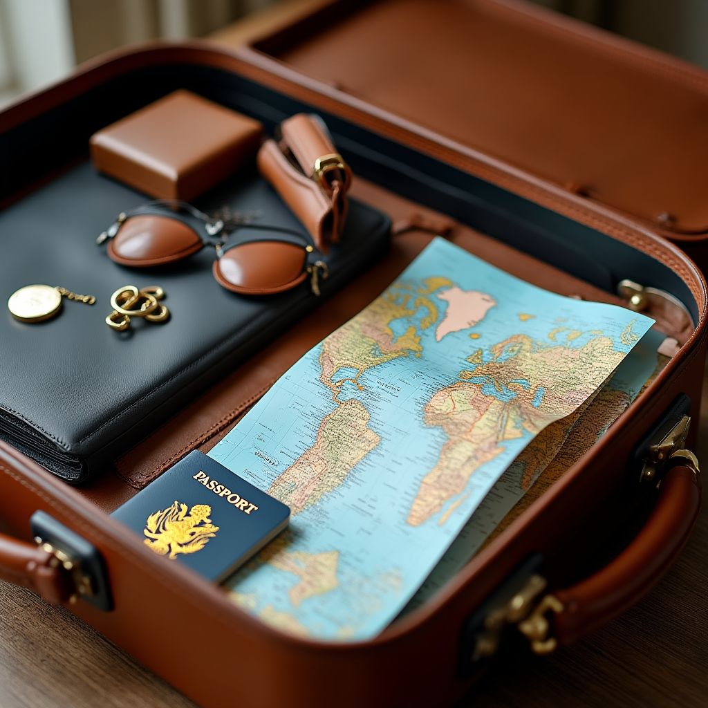 Valise élégante avec accessoires de voyage